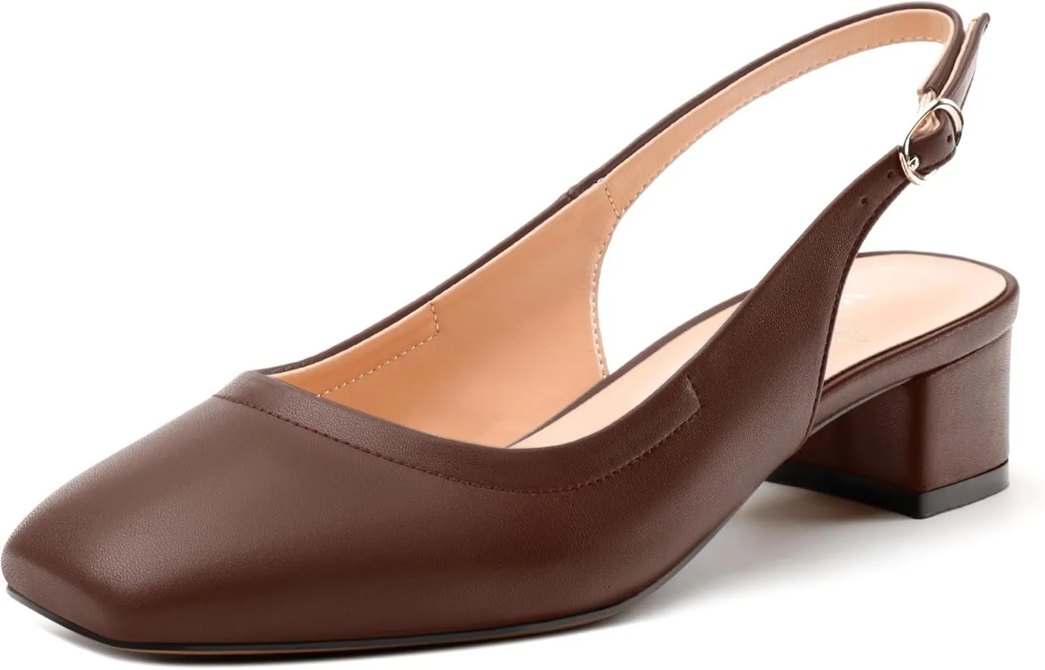 Womens Slingbacks, Square Toe Low Block Heel Pumps for Women, Comfort Casual Shoes for Workplace 1.4"