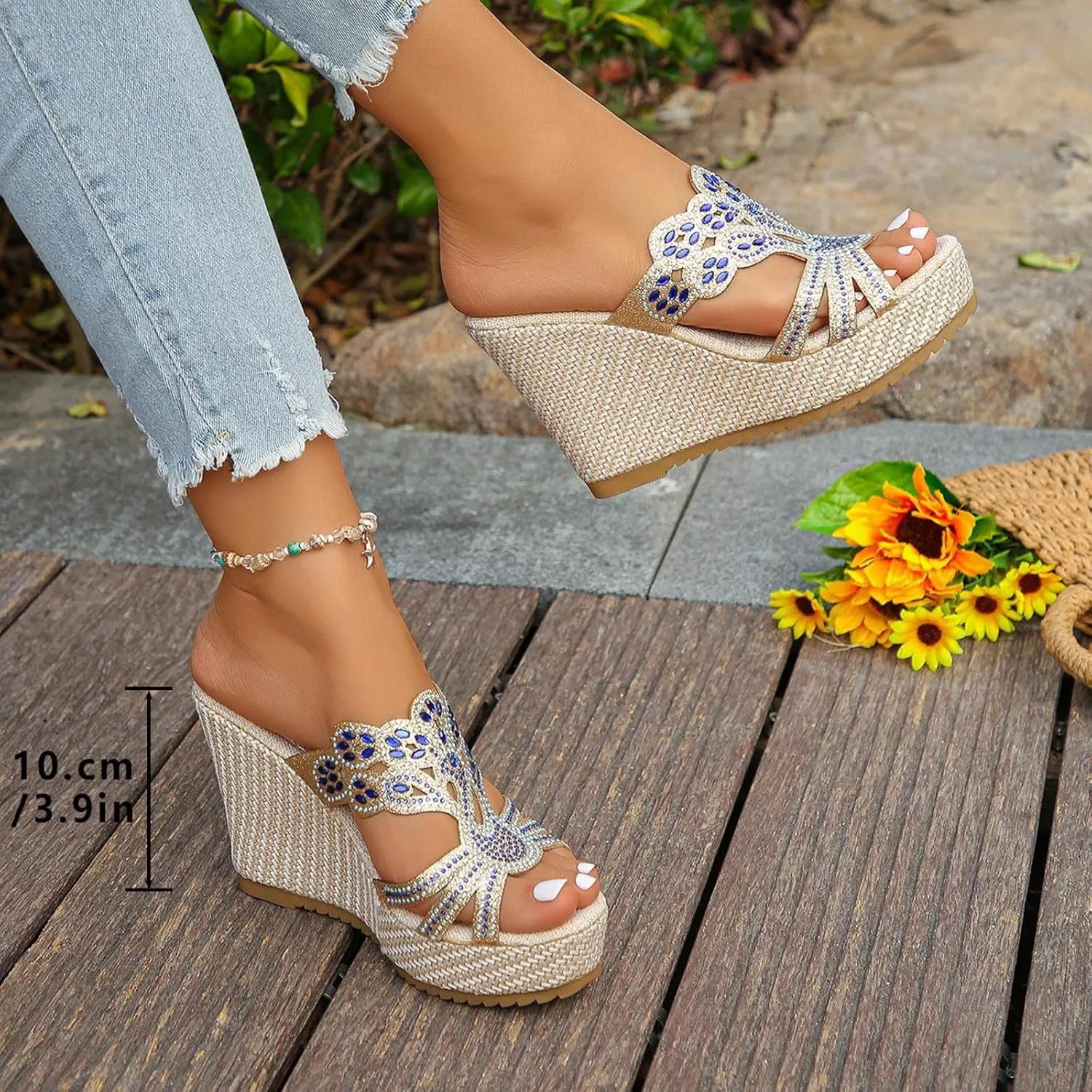 Women's Soft Soled Cushioned Wedge Slide Recovery Slides Sandals Walking Sandals Beach Non Slip Sandals