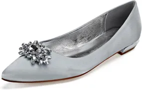 Women's Wedding Banquet Party Shoes Pointed Satin Chunky Sandals