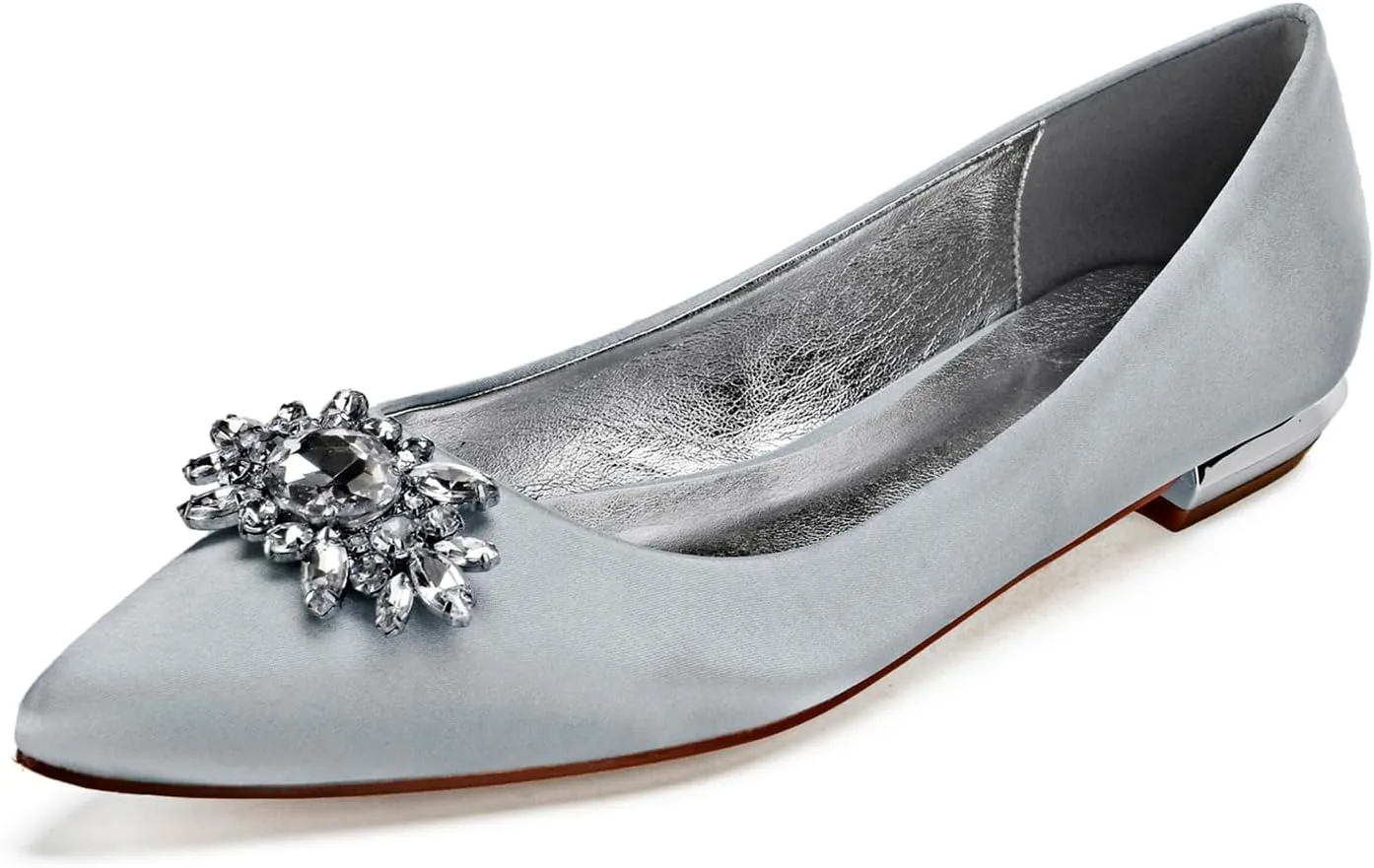 Women's Wedding Banquet Party Shoes Pointed Satin Chunky Sandals
