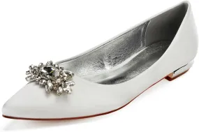Women's Wedding Banquet Party Shoes Pointed Satin Chunky Sandals