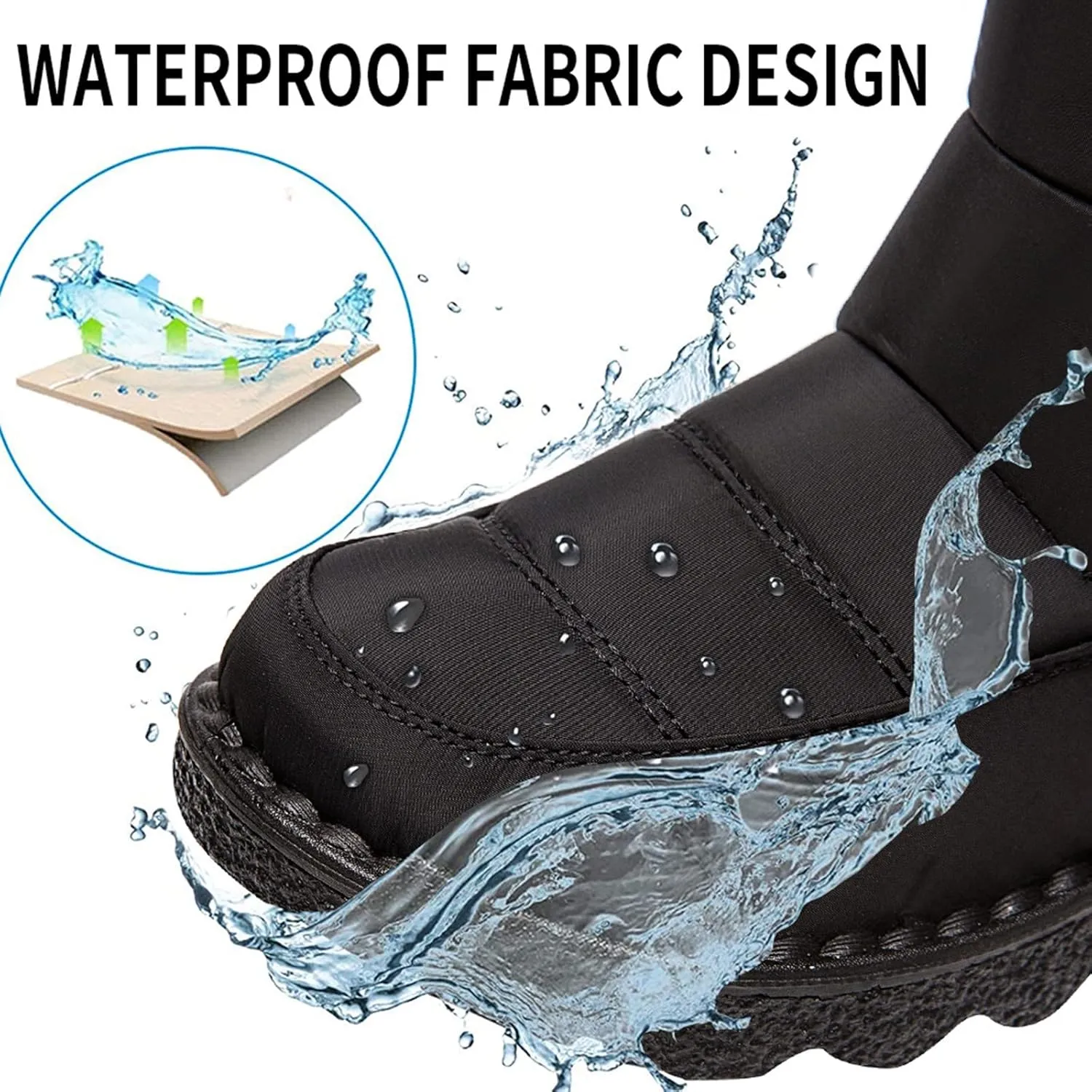 Womens Winter Snow Boots Waterproof Warm Fur Lining Mid Calf Boots Hook Loop Comfortable Outdoor Shoes