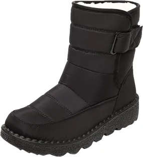 Womens Winter Snow Boots Waterproof Warm Fur Lining Mid Calf Boots Hook Loop Comfortable Outdoor Shoes